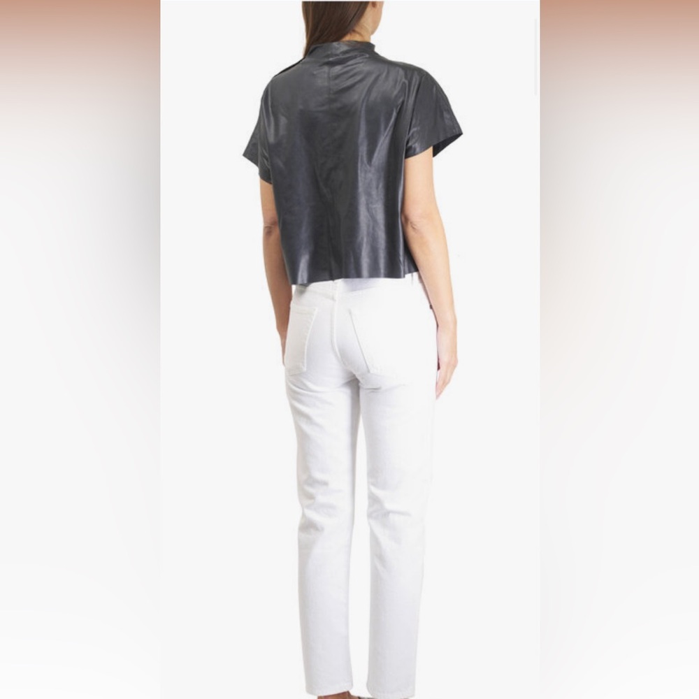 TWP Midnight Leather Mock Neck T-Shirt - NWT! - Picture 4 of 5